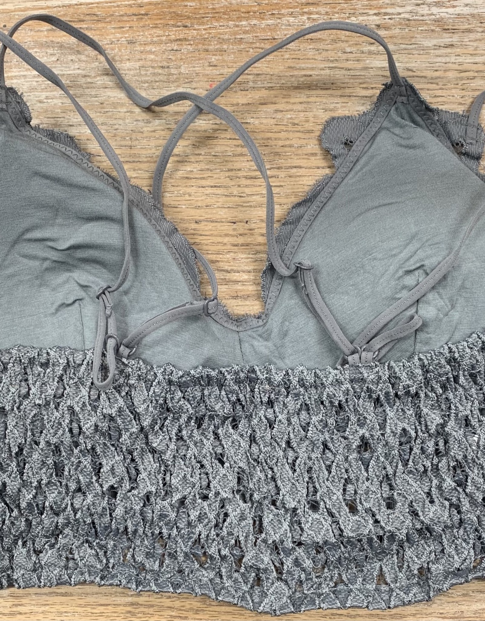 Lingerie Scalloped Lace Padded Bralette Pewter