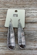 Jewelry Silver Long Hammered Earrings