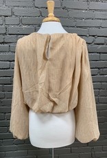 Long Sleeve Jay taupe and gold shirt