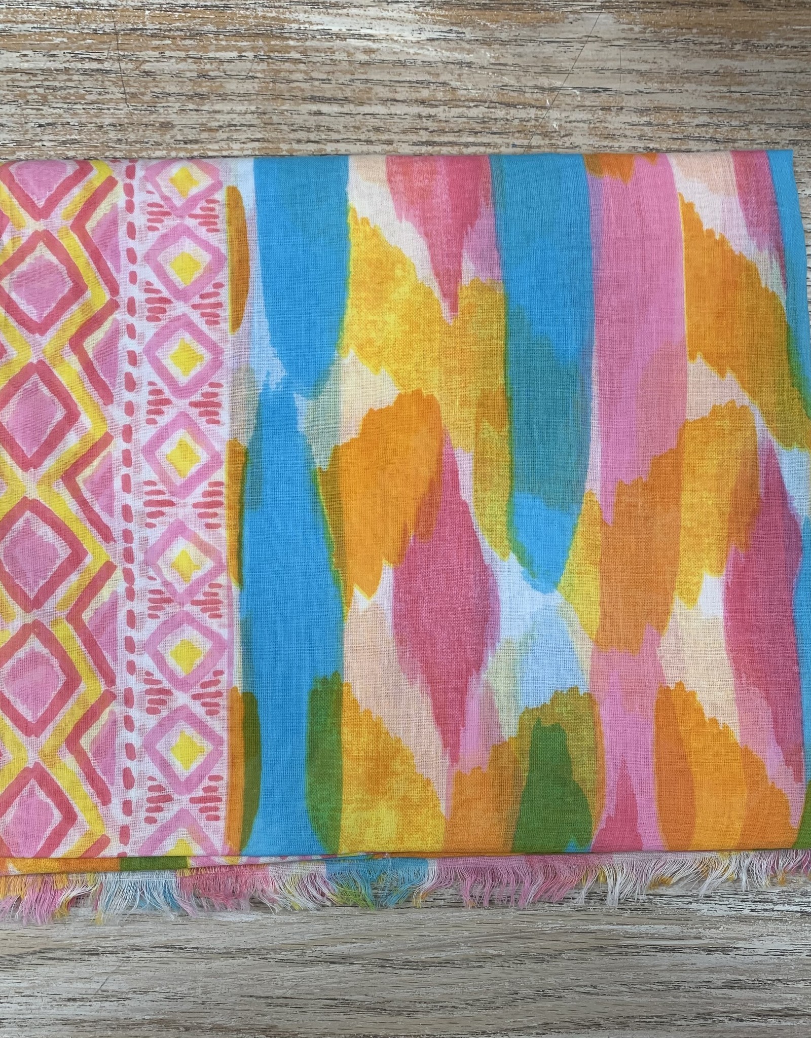 Scarf Pink & Yellow Print Beach Scarf