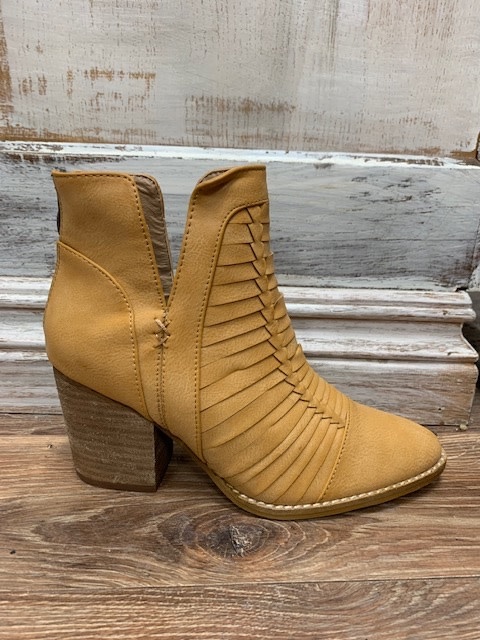 Alina Woven Camel Booties Glitz Spurs