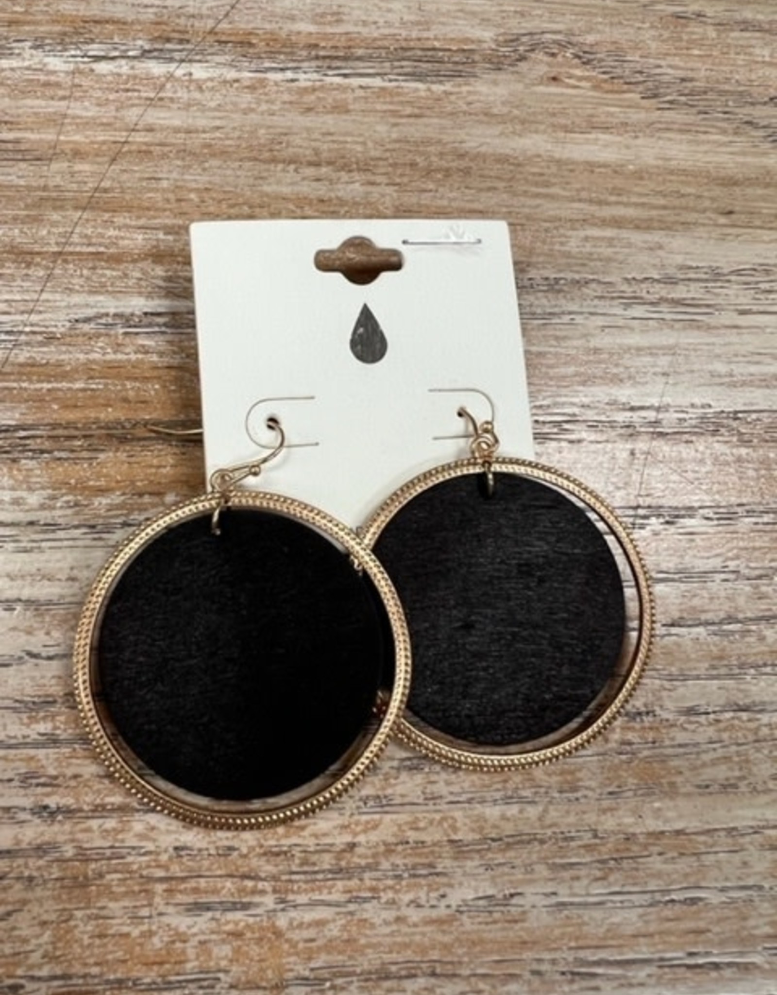 Jewelry Gold Circle w/ Black Circle Earrings