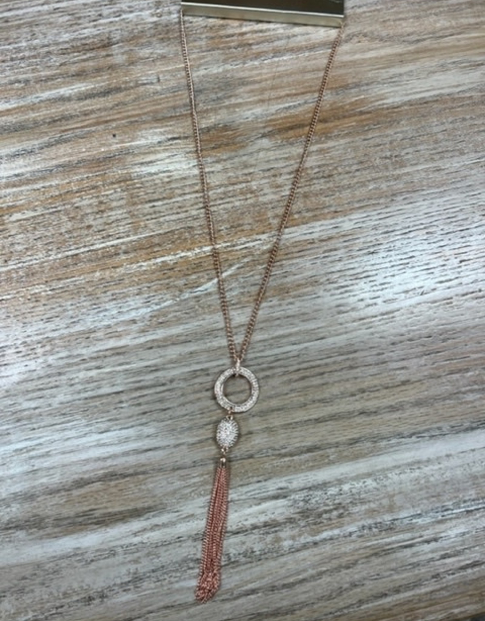 Jewelry Rose Gold Long Circle Tassel Necklace