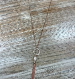 Jewelry Rose Gold Long Circle Tassel Necklace