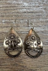 Jewelry Gold Floral Teardrop Earrings