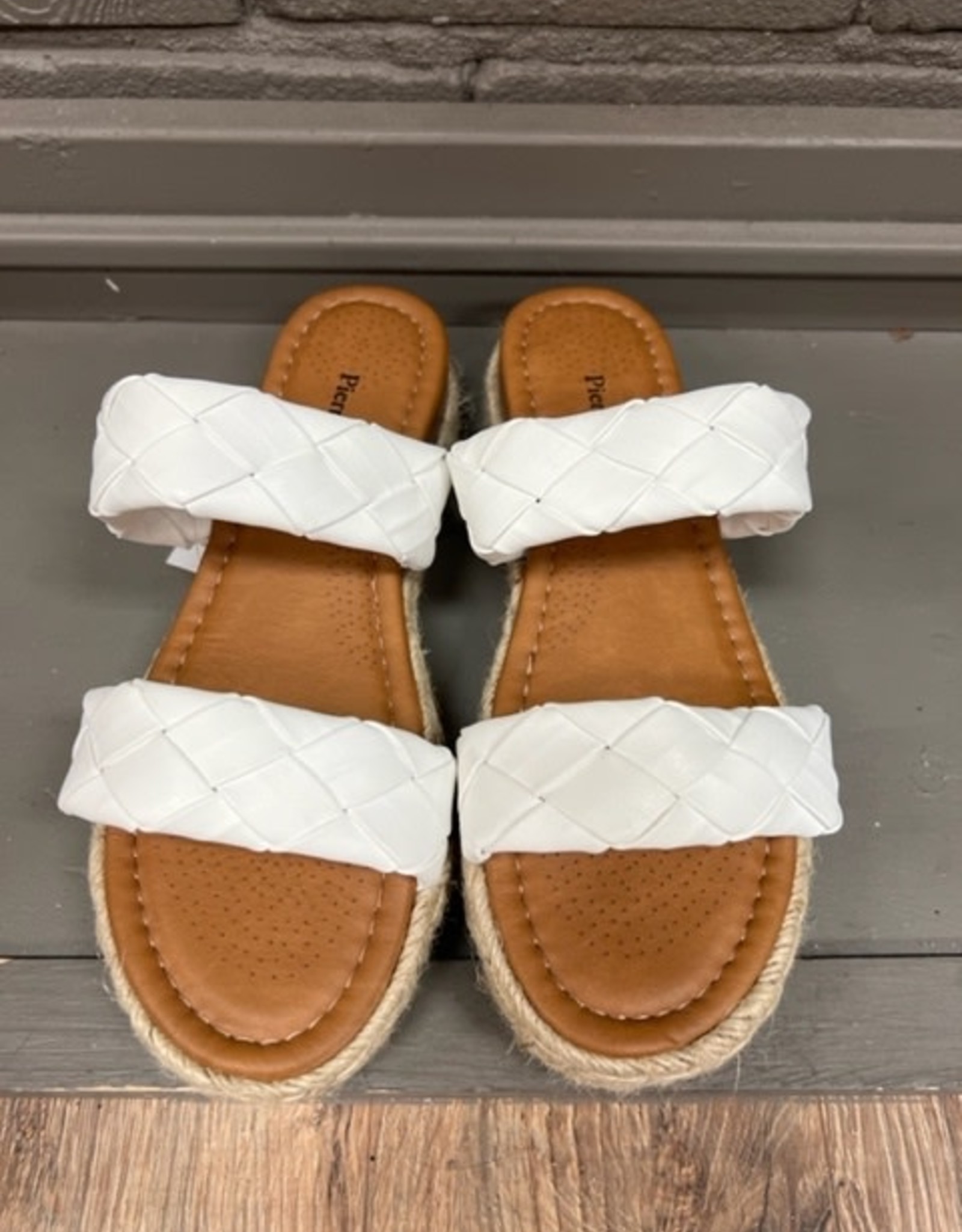 Shoes White Braided Espadrille Slide Sandals