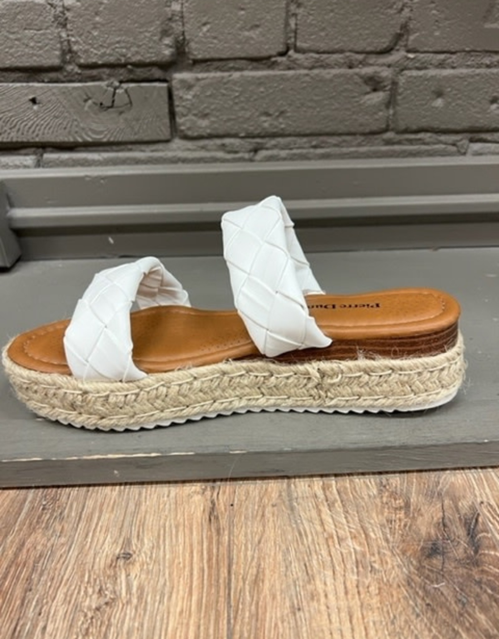 Shoes White Braided Espadrille Slide Sandals