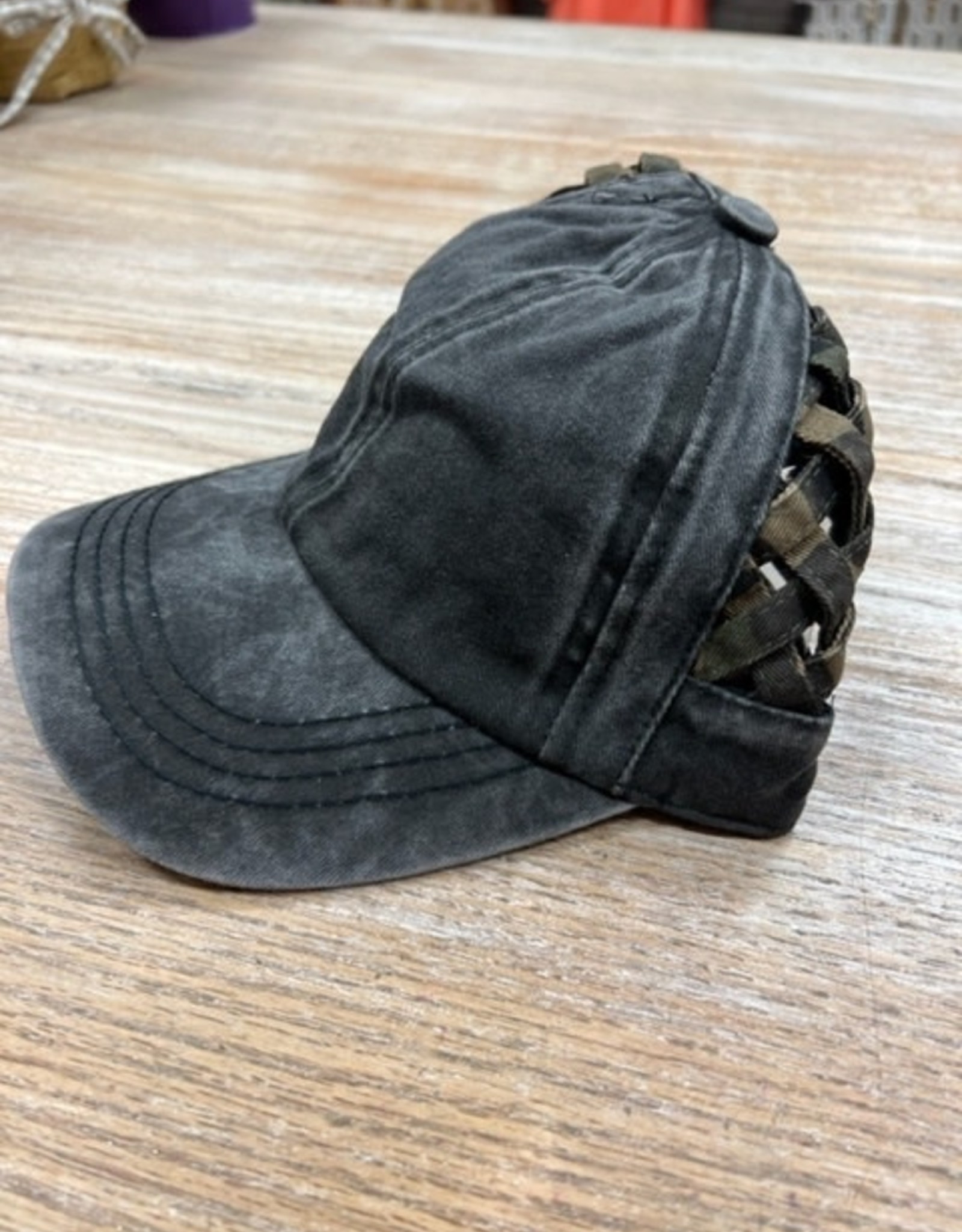 Hat CC Woven Criss Cross Pony Trucker Hat