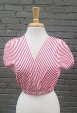 Top Angie red and white striped crop