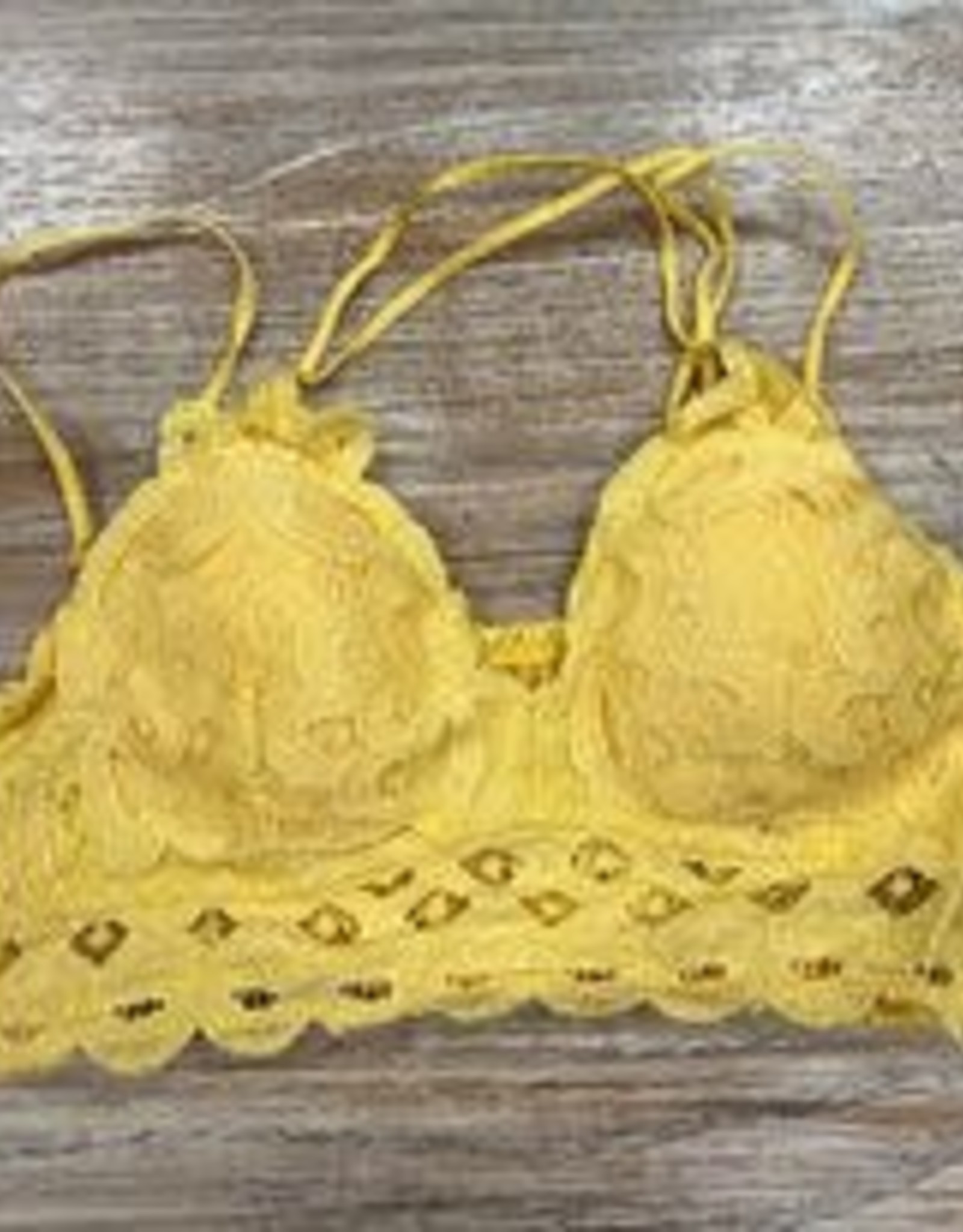 Scalloped Lace Padded Bralette Mustard Medium - Glitz & Spurs