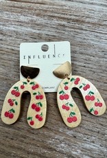 Jewelry Beige Wooden Cherry Arch Earrings