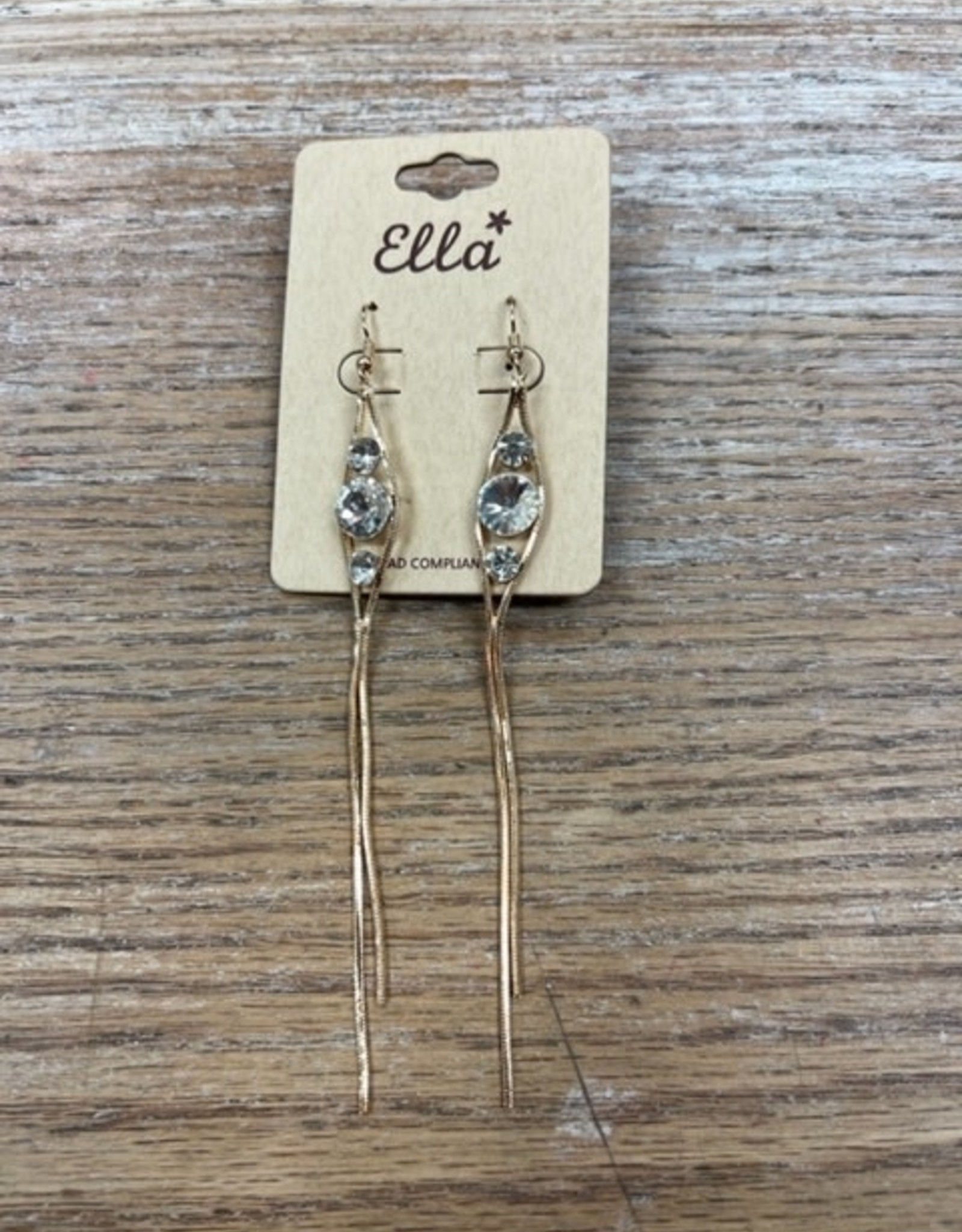Jewelry Long Gold Chain Rhinestone Earrings