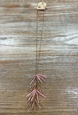 Jewelry Long Gold Necklace Pink Beads