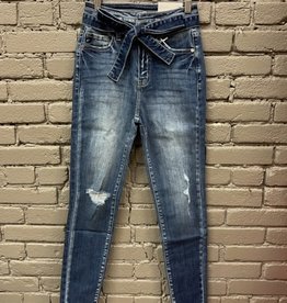 Jean Sunny Ultra High Rise Belted Ankle Skinny Jeans