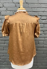 Blouse Roxanne Tan w/ Gold Polka Dot Top