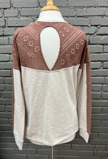 Long Sleeve Tiana Oatmeal Pullover w/ Lace