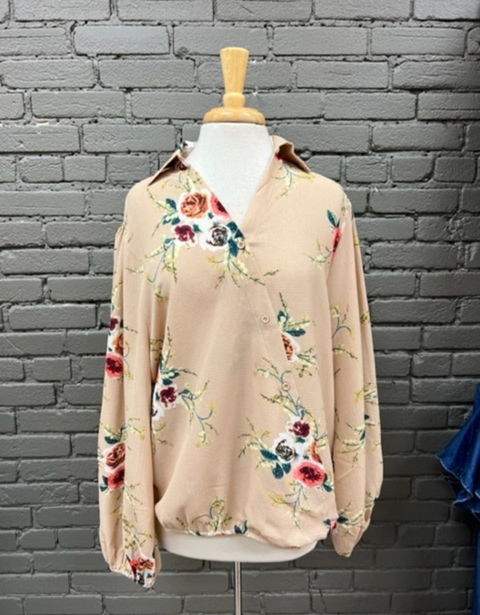 Blouse Kierra floral wrap blouse w/ buttons