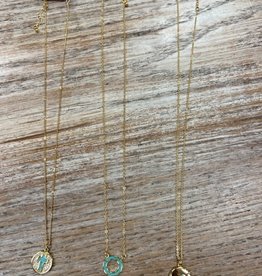 Jewelry Gold Necklace w/ Teal Pendant Necklace