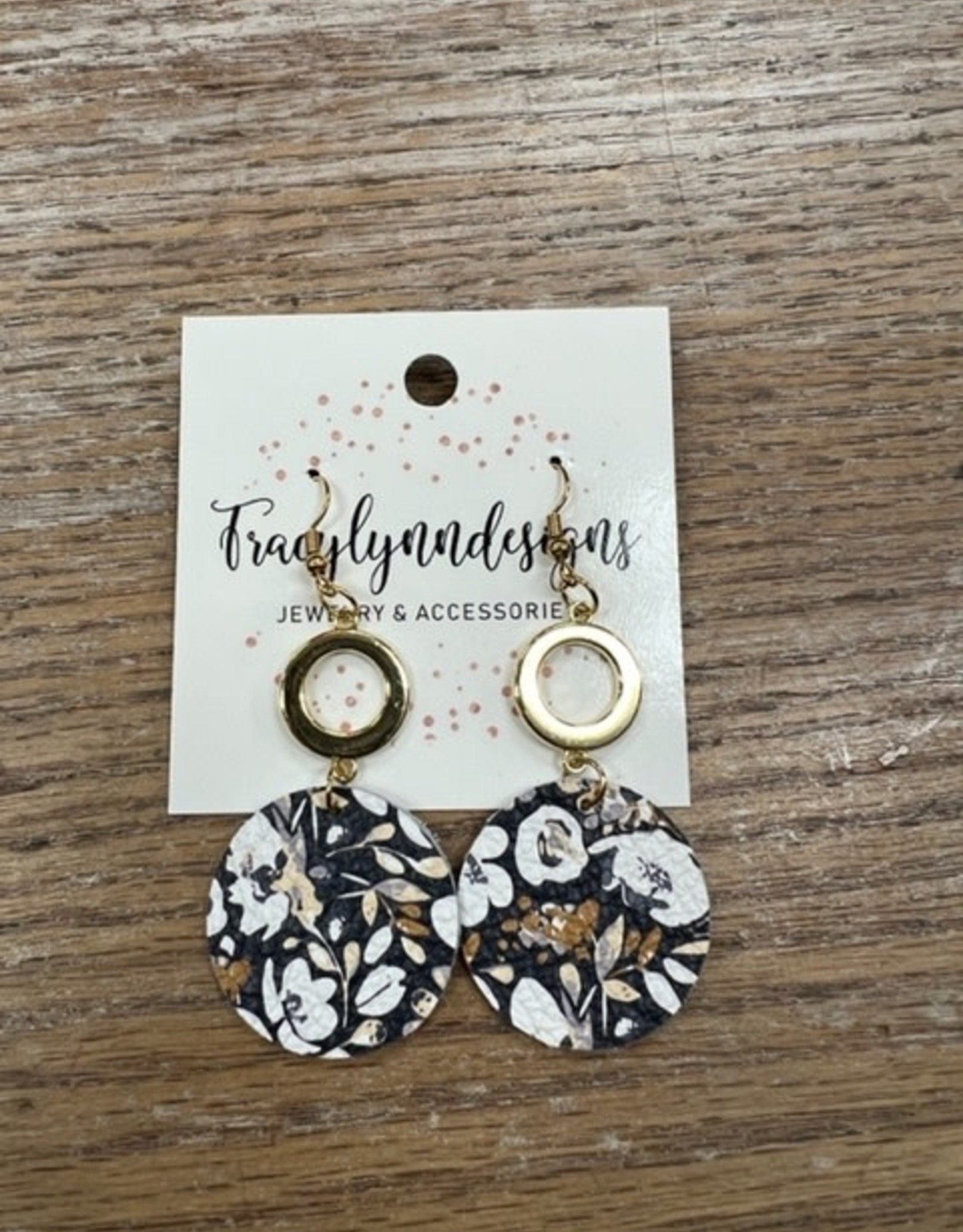 Jewelry TLD Mustard Navy Floral Metal Earrings
