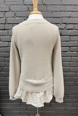 Sweater Jewel Oatmeal Knit Skirt Sweater