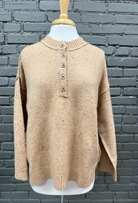 Sweater Sadie Speckled Button LS Sweater