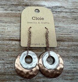 Jewelry Rose Gold Silver Circles Chain Earrings