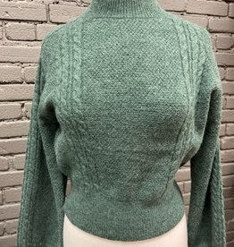 Sweater Reagan Green Cable Crop Sweater