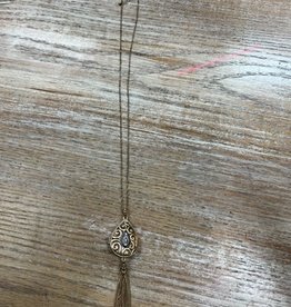 Jewelry Long Gold Teardrop Locket Tassel Necklace