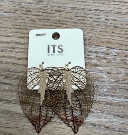 Jewelry Gold Web Leaf Earrings