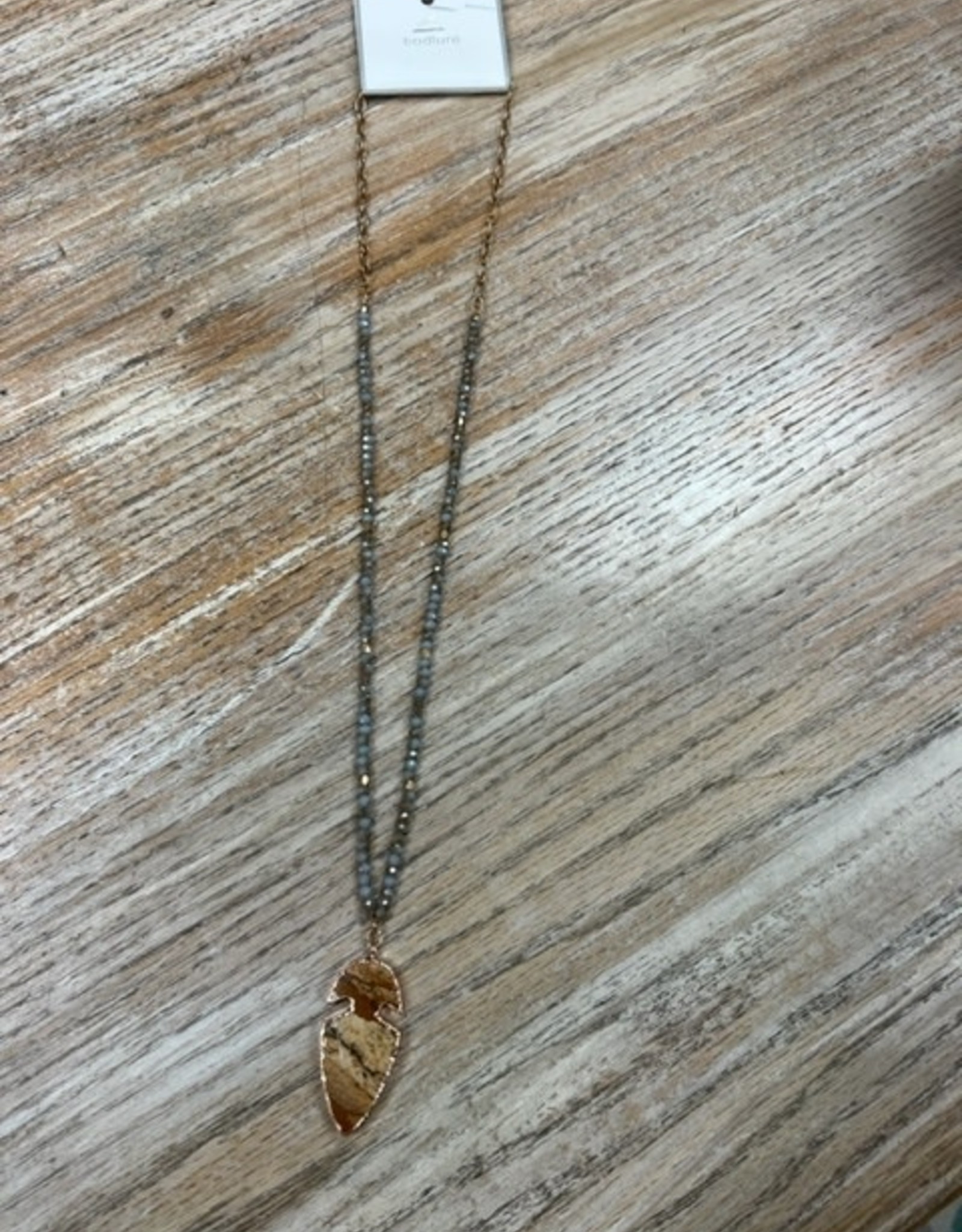 Jewelry Gray Brown Beaded Arrowhead Necklace