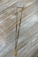 Jewelry Long Gold Red Pendant Necklace