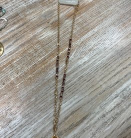 Jewelry Long Gold Red Pendant Necklace