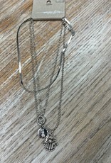 Jewelry Triple Silver Chain Pendant Necklace