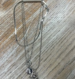 Jewelry Triple Silver Chain Pendant Necklace