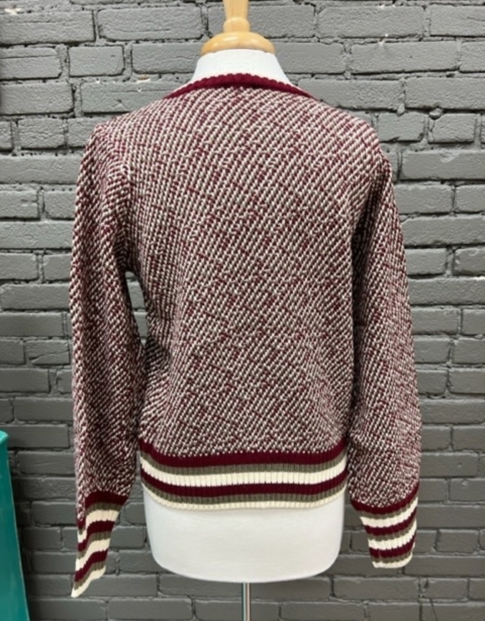 Sweater Leslie Tri-Tone Bubble Sleeve Sweater