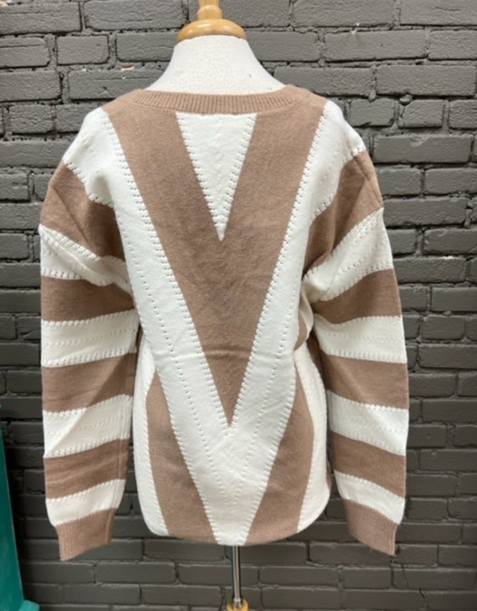 Sweater Trish Taupe Striped Sweater