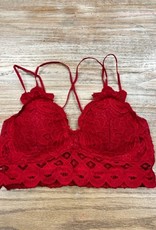 Lingerie Scalloped Lace Padded Bralette Red