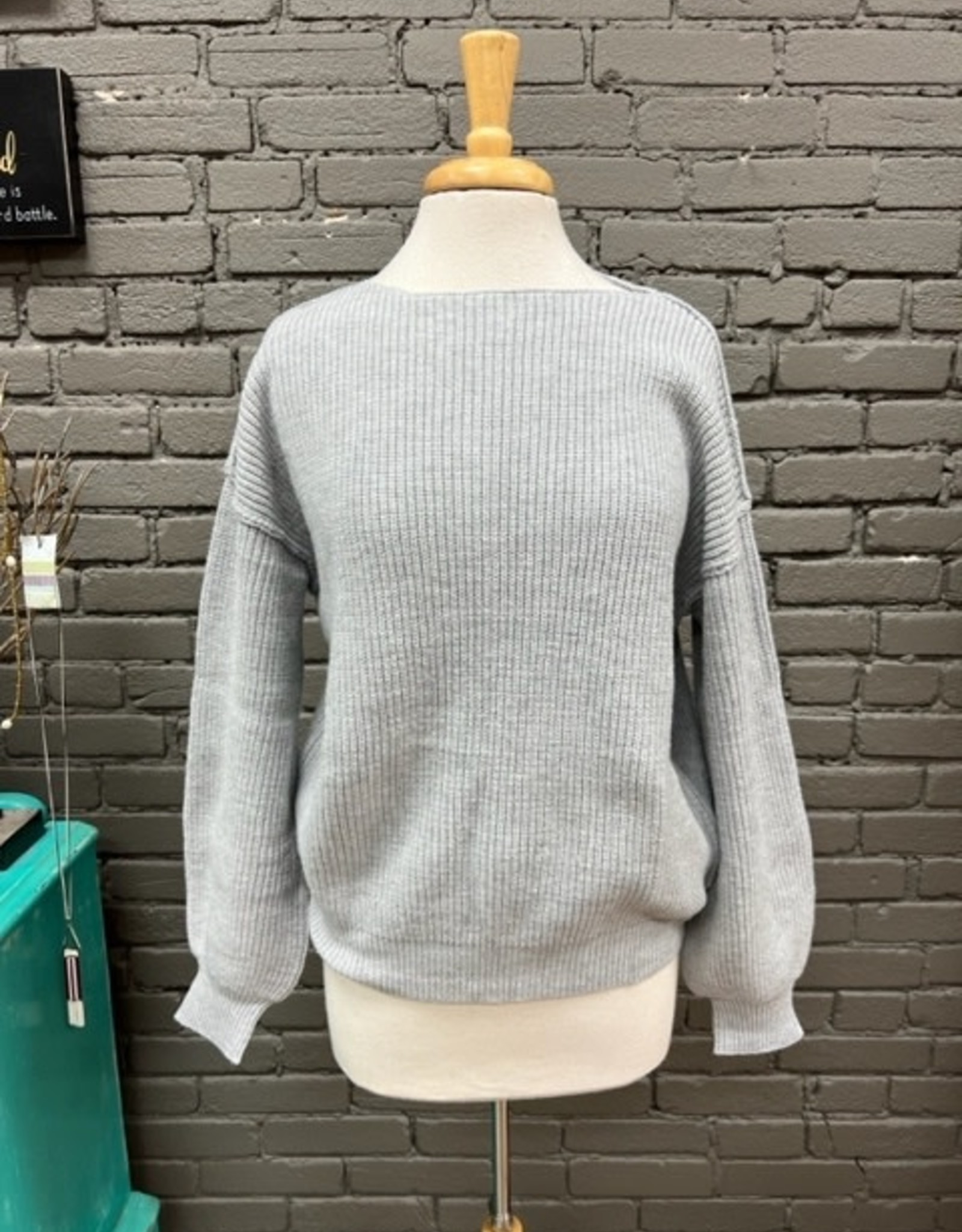 Sweater Stella Gray Balloon Sleeve Sweater
