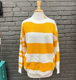 Sweater Sunny Yellow White Stripe Sweater