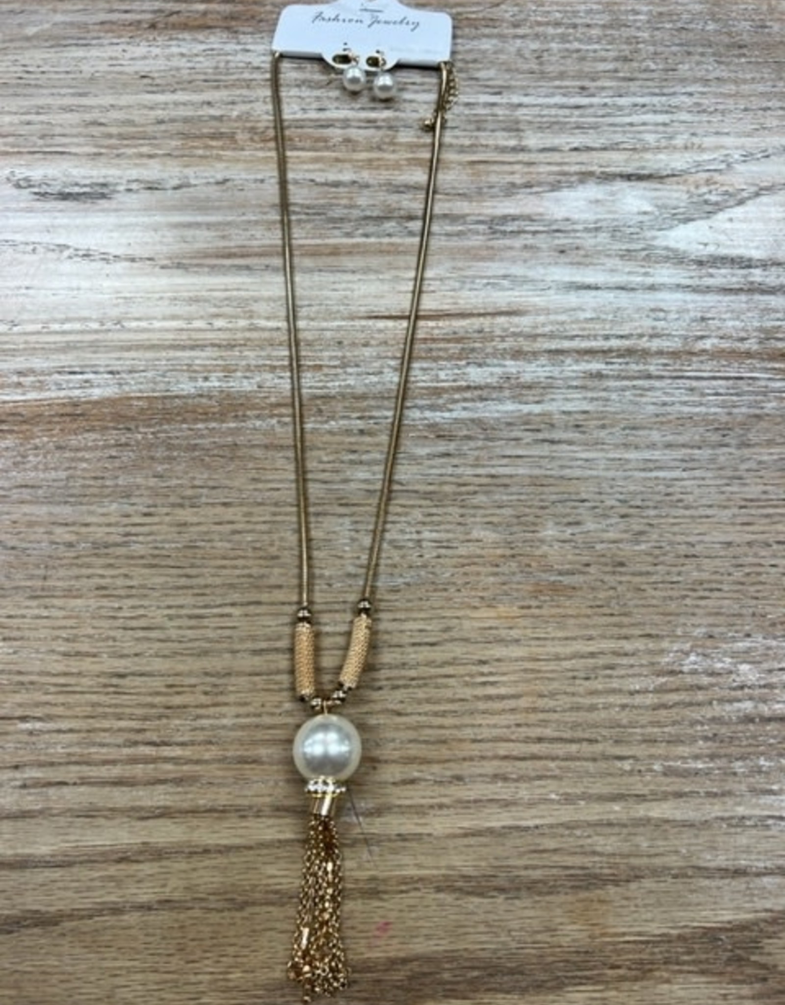 Jewelry Long Gold Big Pearl Tassel Necklace