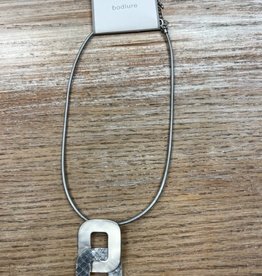 Jewelry Gray Cord Necklace w/ 2 Rectangles