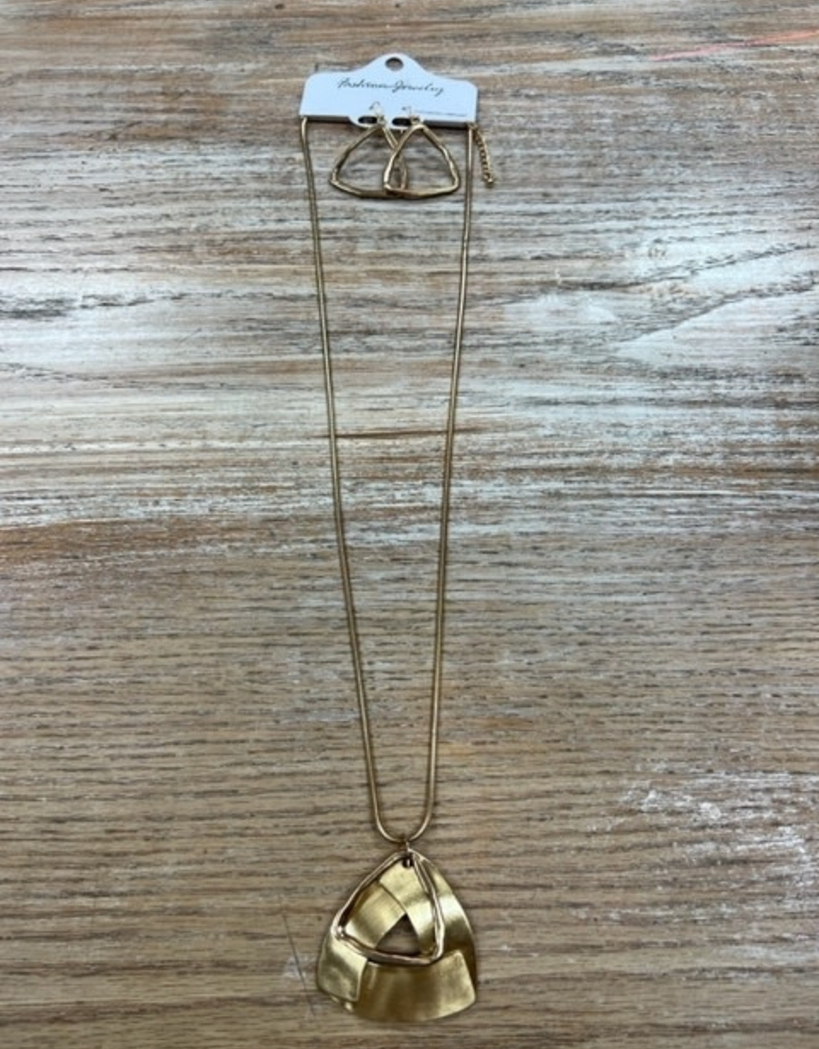 Jewelry Long Gold Braided Triangle Necklace
