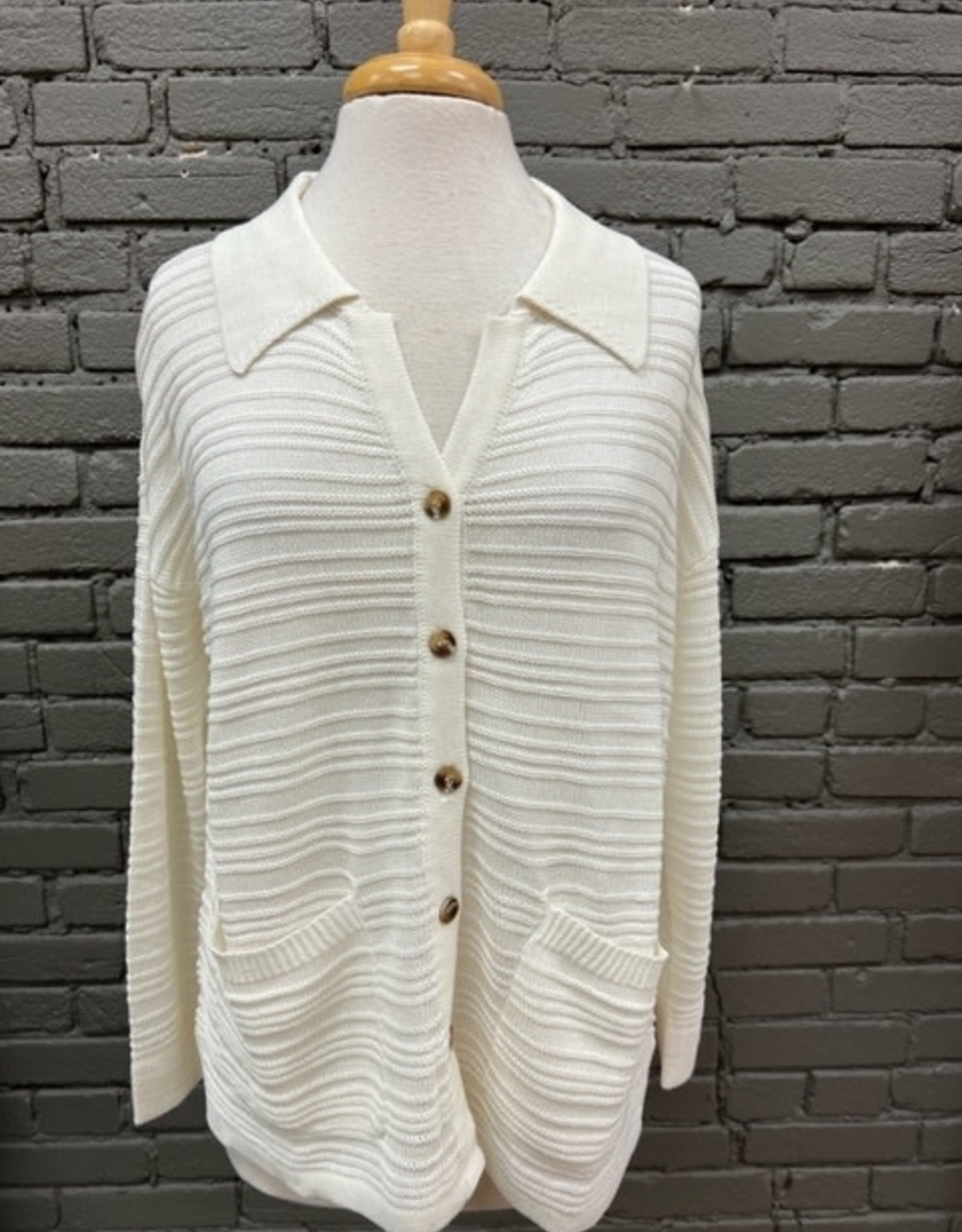 Cardigan Cain Textured White Cardigan