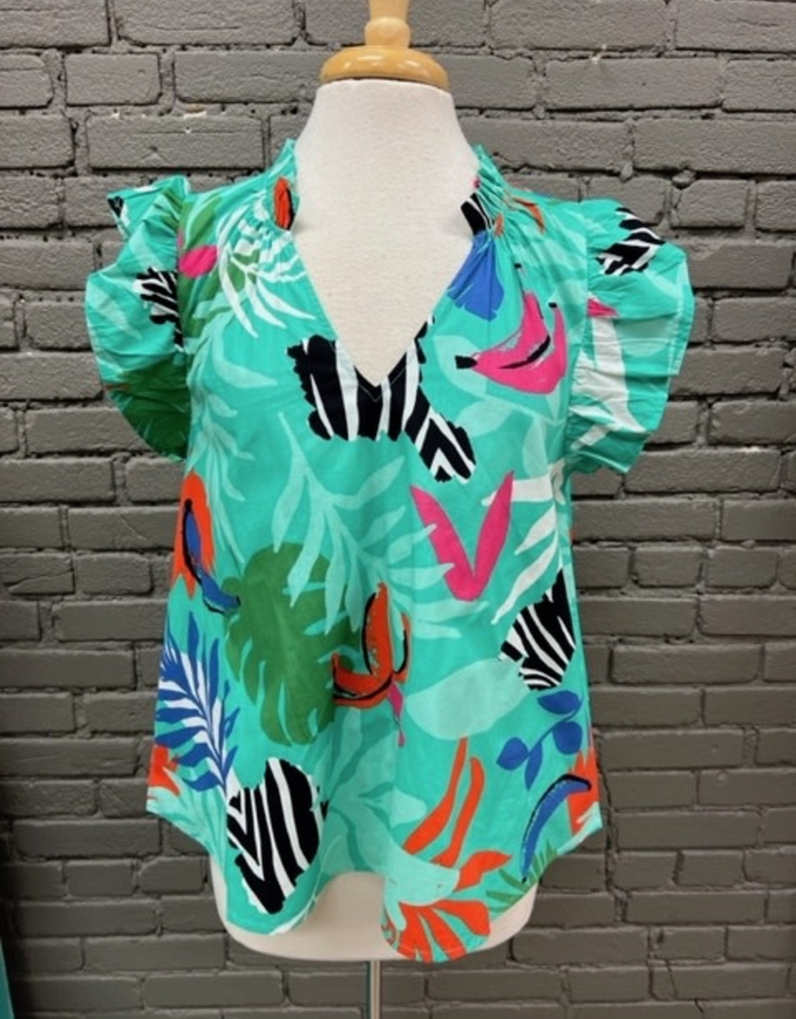 Shirt Becky Flutter Sleeve Print Top