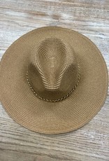 Hat Gold Braid Banded Straw Beach Hat