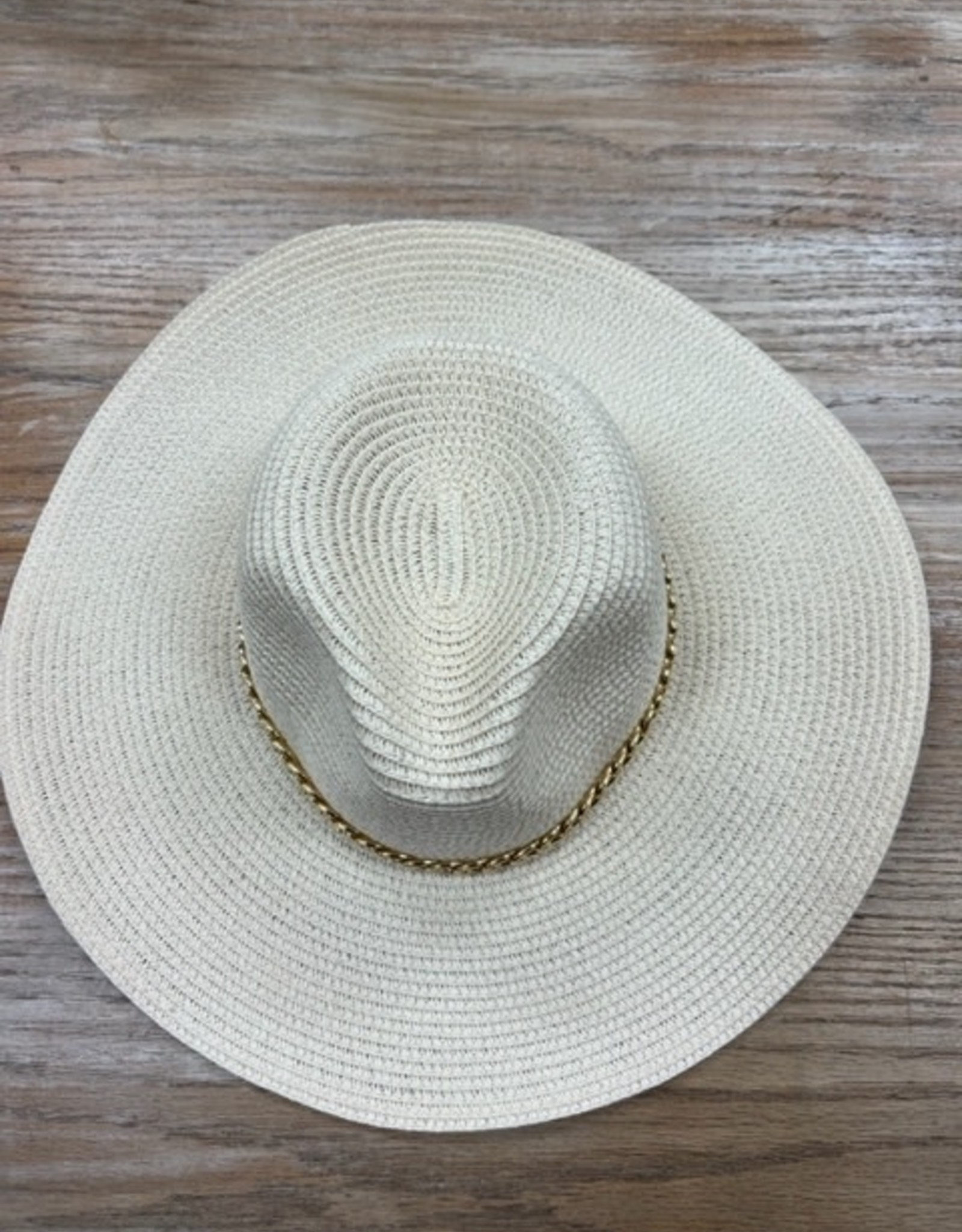 Hat Gold Chain Fedora- Cream