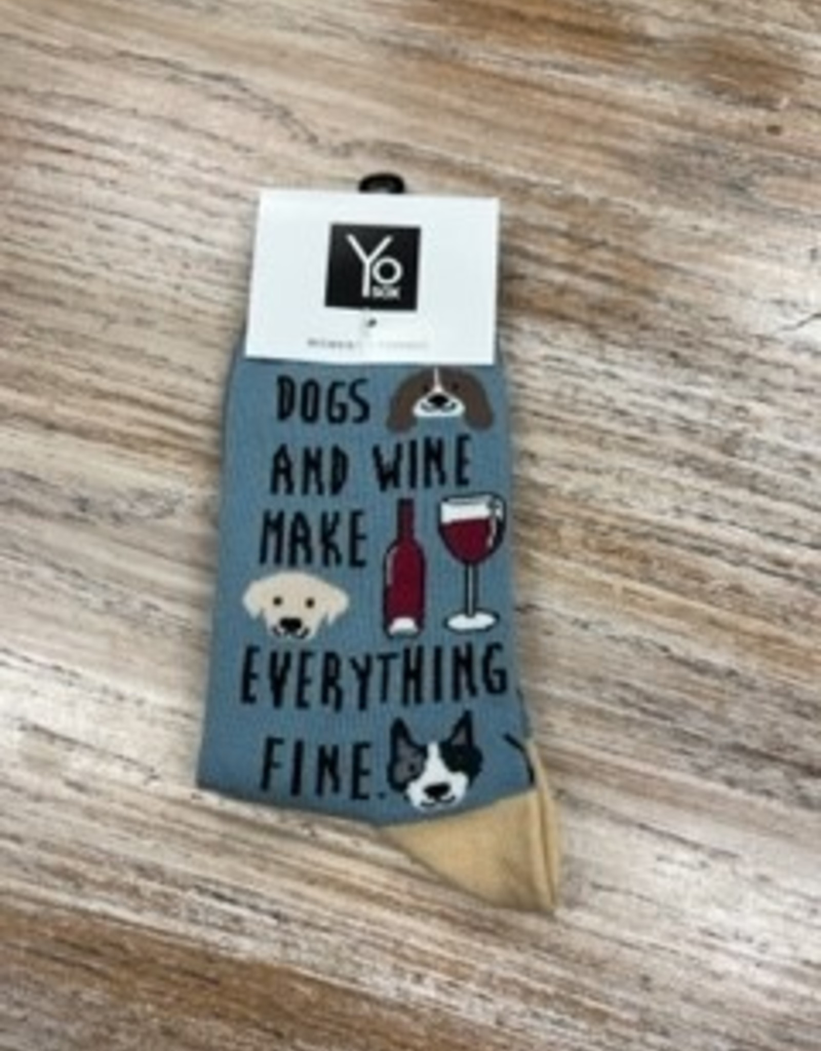 Socks Women's Crew Socks- Dogs and Wine