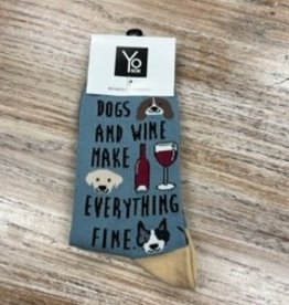 Socks Women's Crew Socks- Dogs and Wine