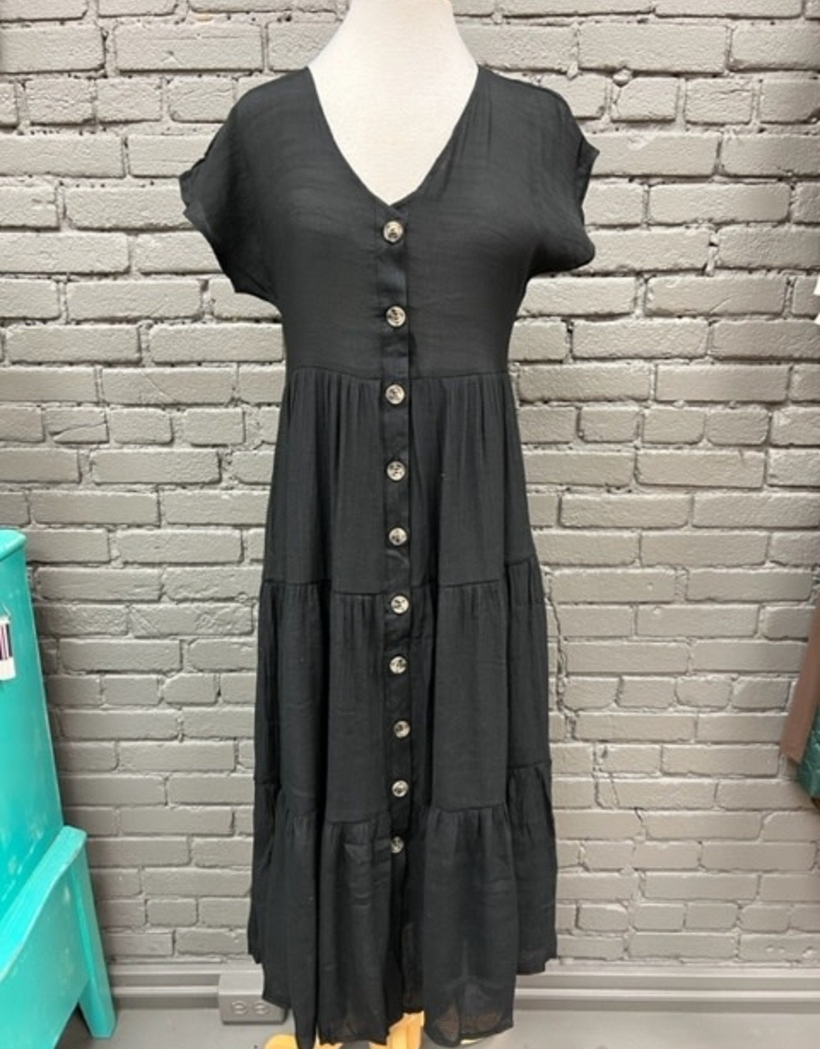 Dress Norah Black Button Midi Dress