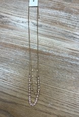 Jewelry Long Double Chain Pink Bead Necklace
